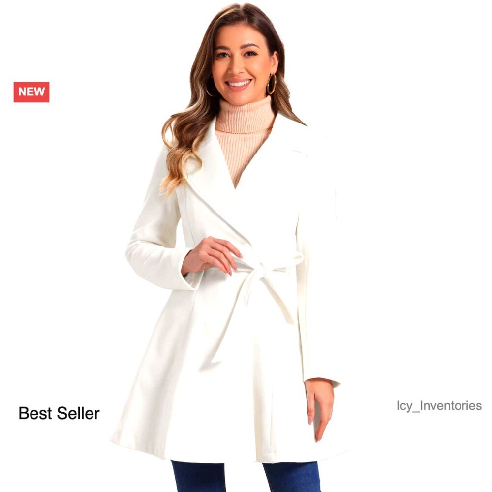 Classic Elegant Trench Coat Shawl Lapel Single Breasted Belted Long Overcoat